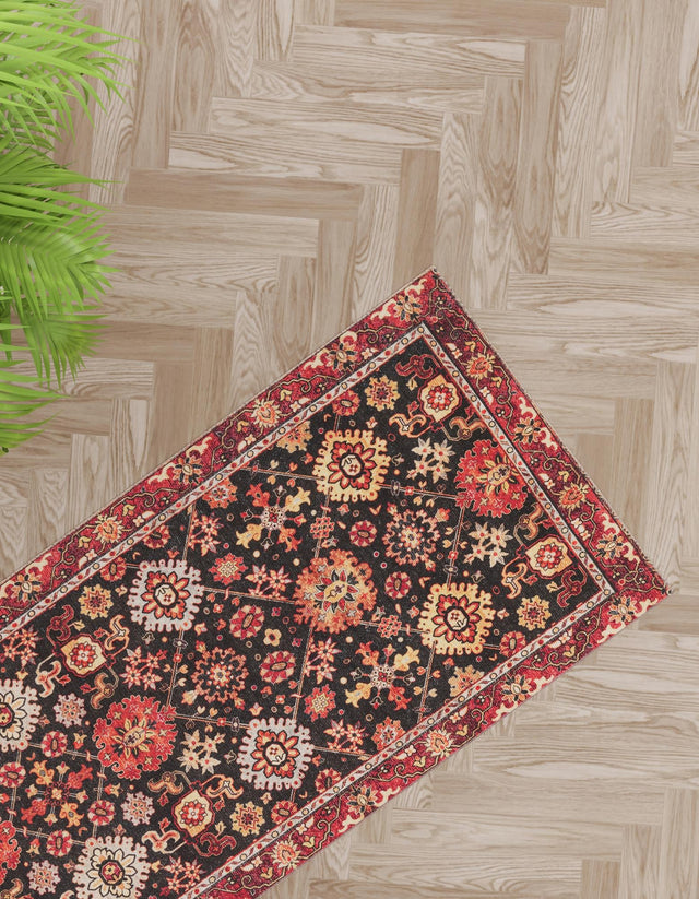 Washable Black 2' x 6' 1 Timeless Runner Area Rug Easy to Clean Stain Resistant & Durable Traditional Classic Vintage Design Carpet for Sale at Rug Engine