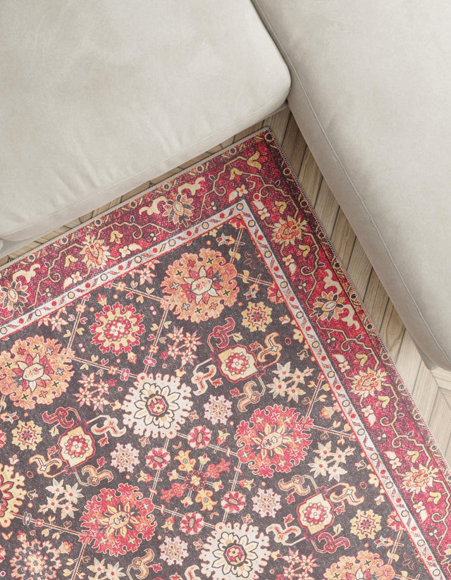 Washable Black 7' 10 x 7' 10 Timeless Square Area Rug Easy to Clean Stain Resistant & Durable Traditional Classic Vintage Design Carpet for Sale at Rug Engine