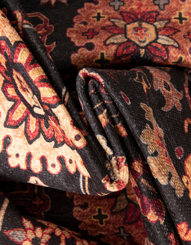 Washable Black 7' 10 x 7' 10 Timeless Square Area Rug Easy to Clean Stain Resistant & Durable Traditional Classic Vintage Design Carpet for Sale at Rug Engine