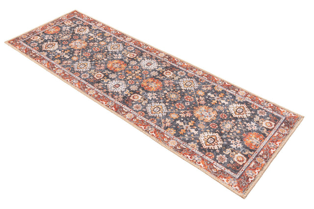 Washable Navy Blue 2' x 6' 1 Timeless Runner Area Rug Easy to Clean Stain Resistant & Durable Traditional Classic Vintage Design Carpet for Sale at Rug Engine