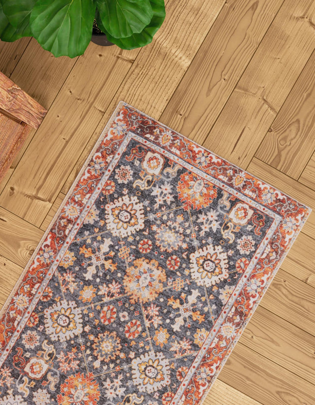 Washable Navy Blue 2' 7 x 10' Timeless Runner Area Rug Easy to Clean Stain Resistant & Durable Traditional Classic Vintage Design Carpet for Sale at Rug Engine