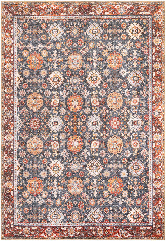 Washable Navy Blue 8' 4 x 12' Timeless Rectangle Area Rug Easy to Clean Stain Resistant & Durable Traditional Classic Vintage Design Carpet for Sale at Rug Engine