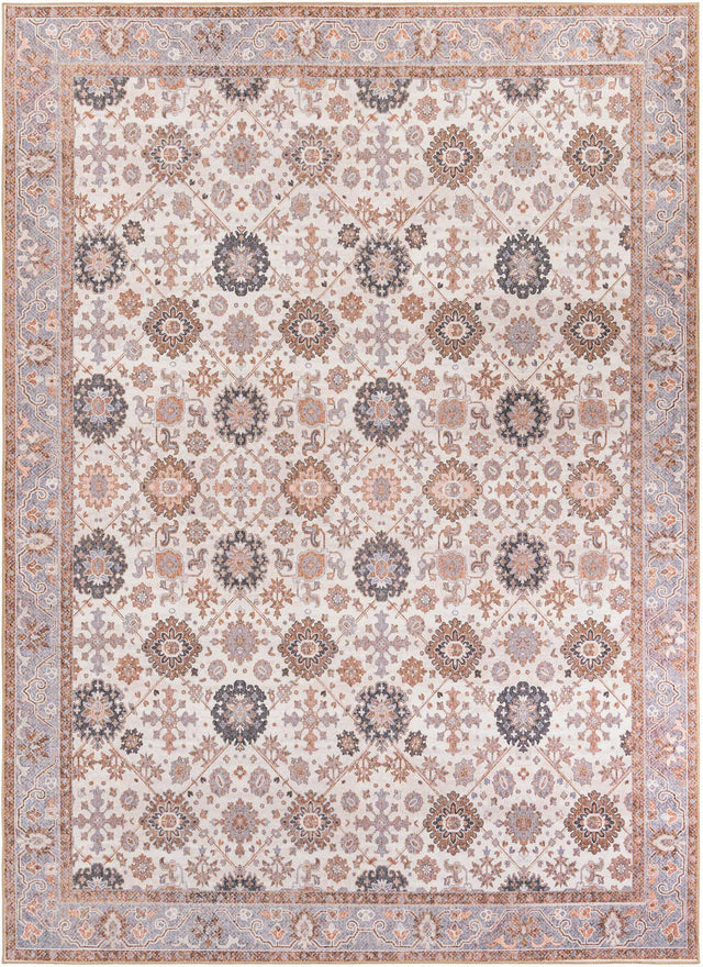 Washable Ivory 9' 5 x 13' 1 Timeless Rectangle Area Rug Easy to Clean Stain Resistant & Durable Traditional Classic Vintage Design Carpet for Sale at Rug Engine