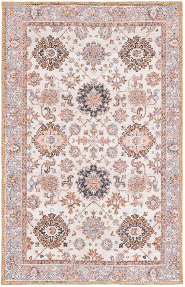 Washable Ivory 2' x 3' 1 Timeless Rectangle Area Rug Easy to Clean Stain Resistant & Durable Traditional Classic Vintage Design Carpet for Sale at Rug Engine