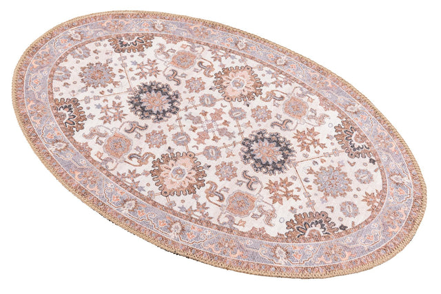 Washable Ivory 2' x 3' 1 Timeless Oval Area Rug Easy to Clean Stain Resistant & Durable Traditional Classic Vintage Design Carpet for Sale at Rug Engine