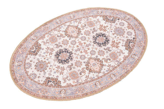Washable Ivory 2' x 3' 1 Timeless Oval Area Rug Easy to Clean Stain Resistant & Durable Traditional Classic Vintage Design Carpet for Sale at Rug Engine