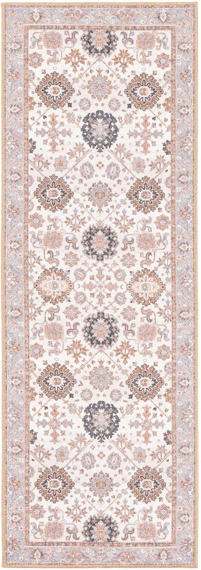 Washable Ivory 2' x 6' 1 Timeless Runner Area Rug Easy to Clean Stain Resistant & Durable Traditional Classic Vintage Design Carpet for Sale at Rug Engine