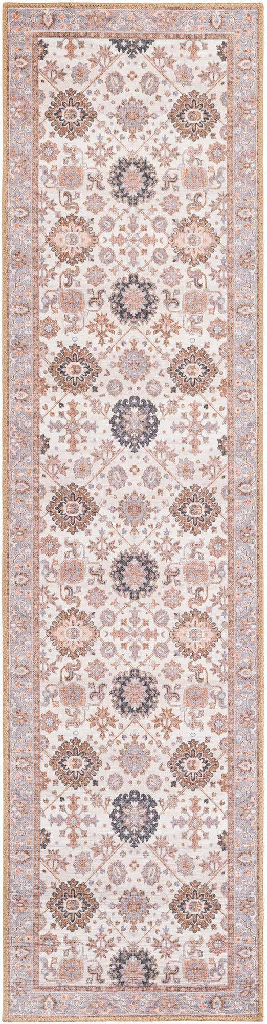 Washable Ivory 2' x 8' Timeless Runner Area Rug Easy to Clean Stain Resistant & Durable Traditional Classic Vintage Design Carpet for Sale at Rug Engine