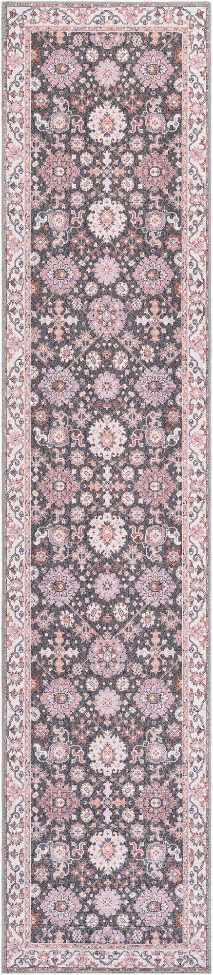 Washable Gray 2' 7 x 12' Timeless Runner Area Rug Easy to Clean Stain Resistant & Durable Traditional Classic Vintage Design Carpet for Sale at Rug Engine
