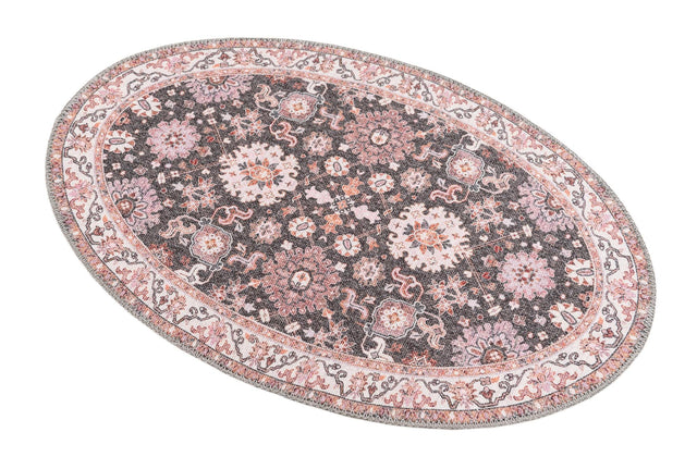 Washable Gray 2' x 3' 1 Timeless Oval Area Rug Easy to Clean Stain Resistant & Durable Traditional Classic Vintage Design Carpet for Sale at Rug Engine