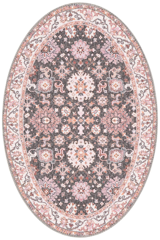 Washable Gray 2' x 3' 1 Timeless Oval Area Rug Easy to Clean Stain Resistant & Durable Traditional Classic Vintage Design Carpet for Sale at Rug Engine