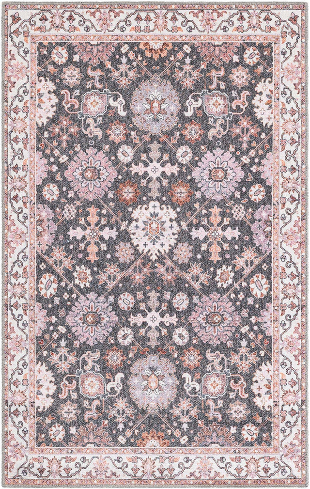 Washable Gray 3' 6 x 5' 6 Timeless Rectangle Area Rug Easy to Clean Stain Resistant & Durable Traditional Classic Vintage Design Carpet for Sale at Rug Engine