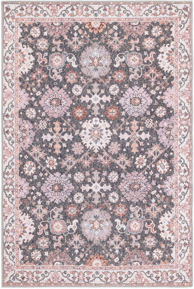 Washable Gray 4' 1 x 6' 1 Timeless Rectangle Area Rug Easy to Clean Stain Resistant & Durable Traditional Classic Vintage Design Carpet for Sale at Rug Engine