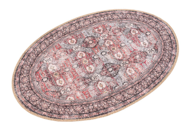 Washable Antique Red 2' x 3' 1 Timeless Oval Area Rug Easy to Clean Stain Resistant & Durable Traditional Classic Vintage Design Carpet for Sale at Rug Engine