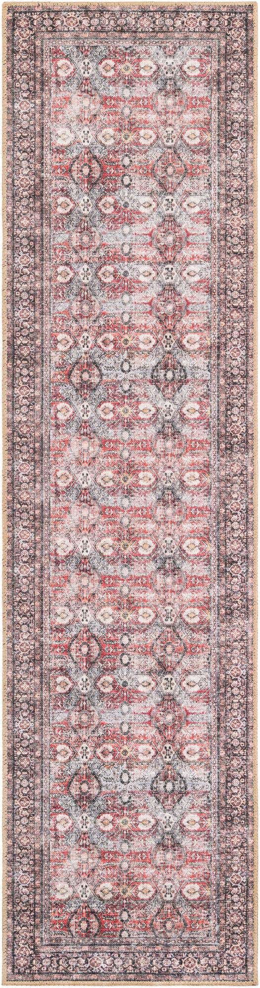 Washable Antique Red 2' x 8' Timeless Runner Area Rug Easy to Clean Stain Resistant & Durable Traditional Classic Vintage Design Carpet for Sale at Rug Engine