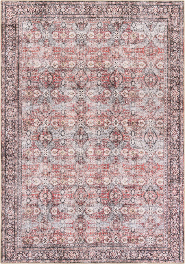 Washable Antique Red 8' 4 x 12' Timeless Rectangle Area Rug Easy to Clean Stain Resistant & Durable Traditional Classic Vintage Design Carpet for Sale at Rug Engine
