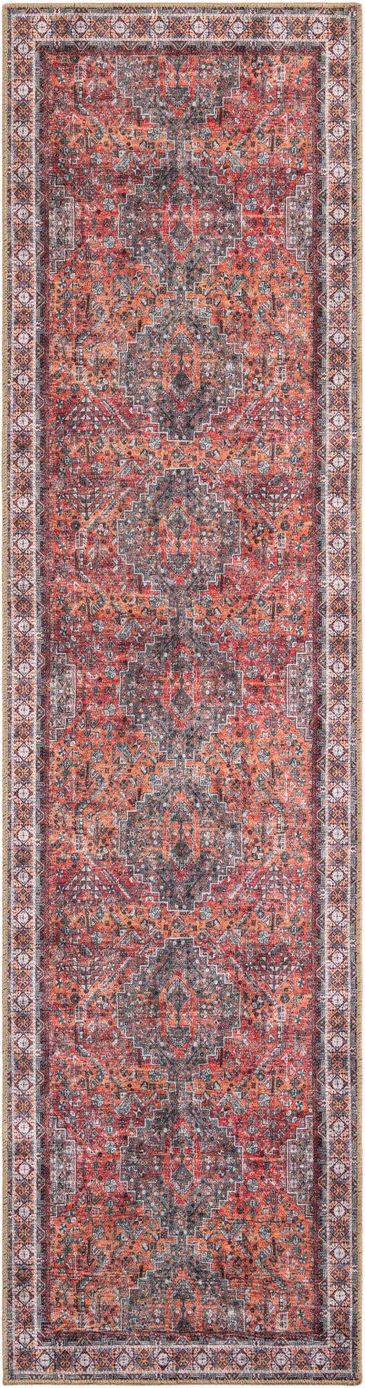 Washable Rust Red 2' 7 x 10' Timeless Runner Area Rug Easy to Clean Stain Resistant & Durable Traditional Classic Vintage Design Carpet for Sale at Rug Engine