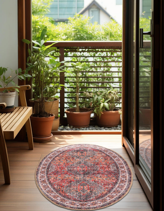 Washable Rust Red 2' x 3' 1 Timeless Oval Area Rug Easy to Clean Stain Resistant & Durable Traditional Classic Vintage Design Carpet for Sale at Rug Engine