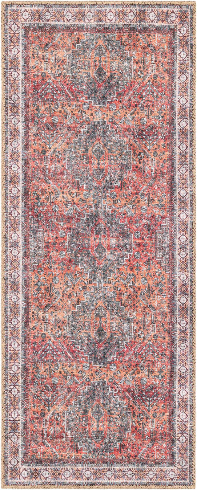Washable Rust Red 2' x 5' 1 Timeless Runner Area Rug Easy to Clean Stain Resistant & Durable Traditional Classic Vintage Design Carpet for Sale at Rug Engine