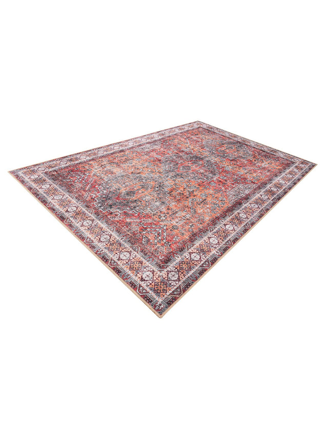 Washable Rust Red 6' 1 x 9' Timeless Rectangle Area Rug Easy to Clean Stain Resistant & Durable Traditional Classic Vintage Design Carpet for Sale at Rug Engine