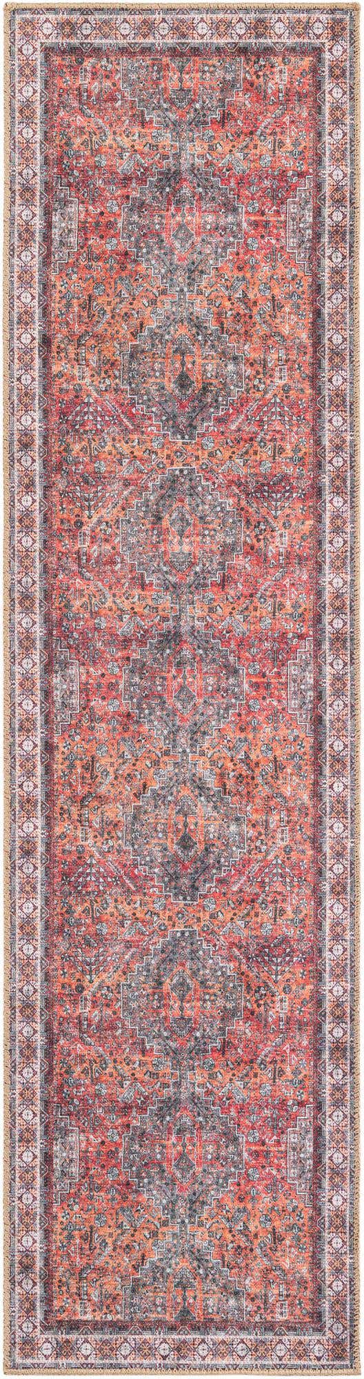 Washable Rust Red 2' x 8' Timeless Runner Area Rug Easy to Clean Stain Resistant & Durable Traditional Classic Vintage Design Carpet for Sale at Rug Engine