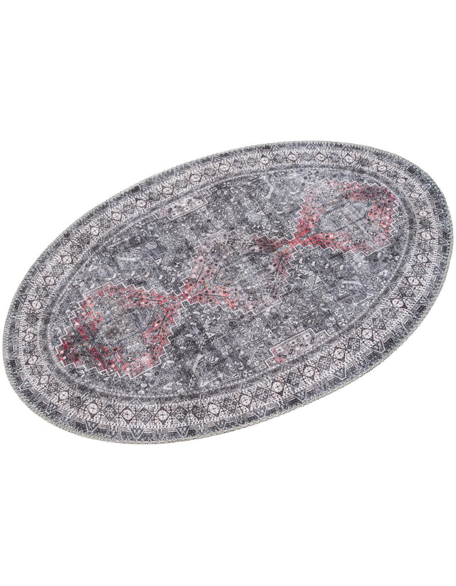 Washable Gray 2' x 3' 1 Timeless Oval Area Rug Easy to Clean Stain Resistant & Durable Traditional Classic Vintage Design Carpet for Sale at Rug Engine