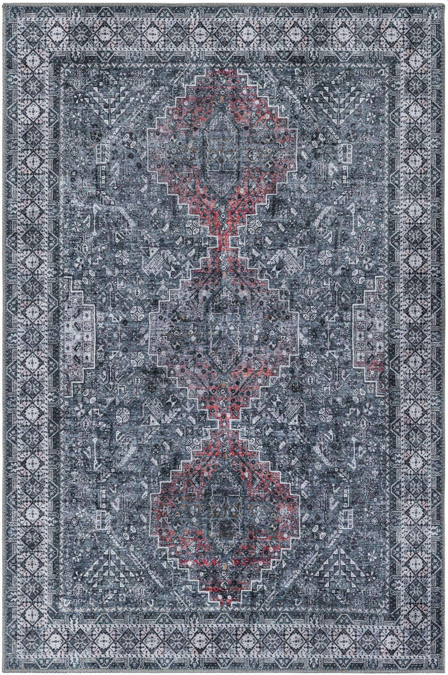Washable Gray 4' 1 x 6' 1 Timeless Rectangle Area Rug Easy to Clean Stain Resistant & Durable Traditional Classic Vintage Design Carpet for Sale at Rug Engine