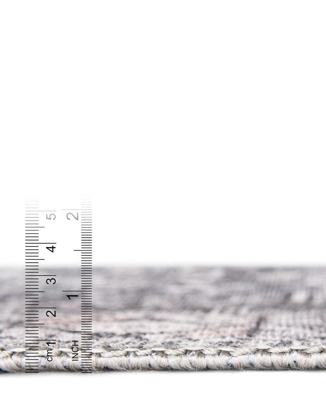 Washable Gray 2' x 2' Timeless Round Area Rug Easy to Clean Stain Resistant & Durable