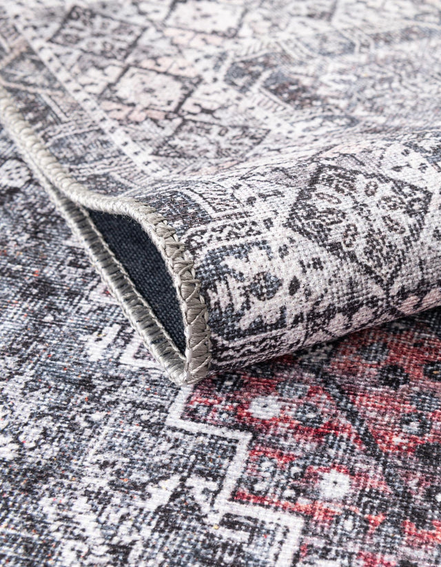 Washable Gray 2' x 2' Timeless Round Area Rug Easy to Clean Stain Resistant & Durable