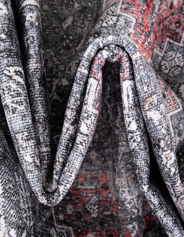 Washable Gray 2' x 2' Timeless Round Area Rug Easy to Clean Stain Resistant & Durable