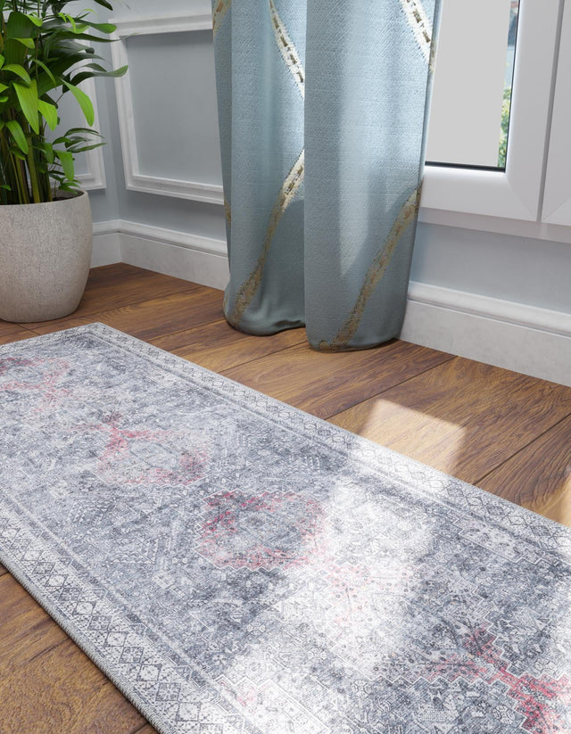 Washable Gray 2' x 5' 1 Timeless Runner Area Rug Easy to Clean Stain Resistant & Durable Traditional Classic Vintage Design Carpet for Sale at Rug Engine