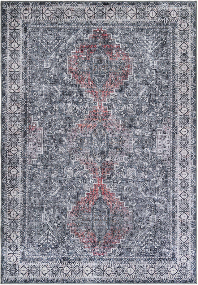 Washable Gray 8' 4 x 12' Timeless Rectangle Area Rug Easy to Clean Stain Resistant & Durable Traditional Classic Vintage Design Carpet for Sale at Rug Engine
