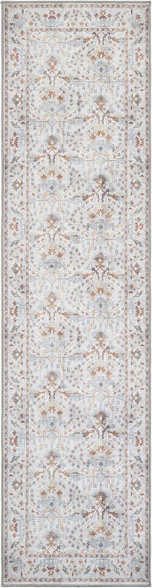 Washable Ivory 2' 7 x 10' Timeless Runner Area Rug Easy to Clean Stain Resistant & Durable Traditional Classic Vintage Design Carpet for Sale at Rug Engine