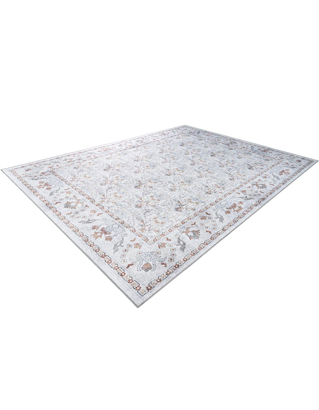 Washable Ivory 9' 5 x 13' 1 Timeless Rectangle Area Rug Easy to Clean Stain Resistant & Durable Traditional Classic Vintage Design Carpet for Sale at Rug Engine
