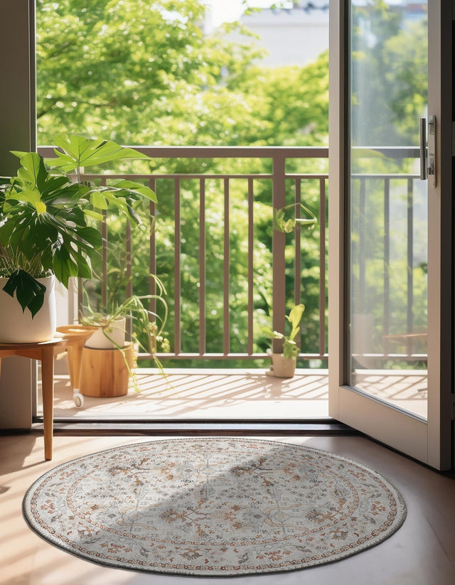 Washable Ivory 2' x 3' 1 Timeless Oval Area Rug Easy to Clean Stain Resistant & Durable Traditional Classic Vintage Design Carpet for Sale at Rug Engine