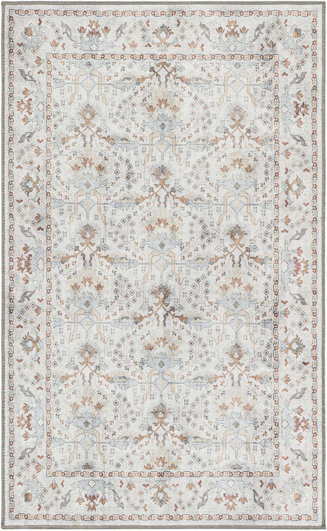 Washable Ivory 3' 6 x 5' 6 Timeless Rectangle Area Rug Easy to Clean Stain Resistant & Durable Traditional Classic Vintage Design Carpet for Sale at Rug Engine
