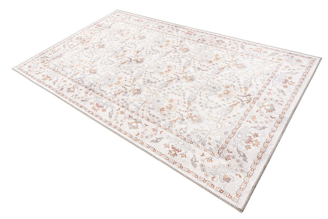 Washable Ivory 5' 1 x 8' Timeless Rectangle Area Rug Easy to Clean Stain Resistant & Durable Traditional Classic Vintage Design Carpet for Sale at Rug Engine