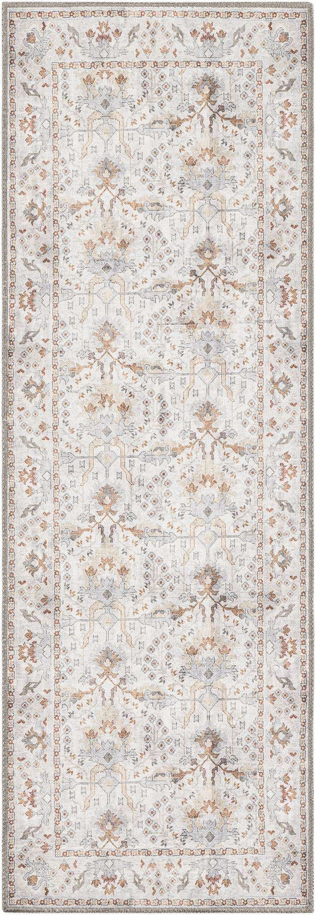 Washable Ivory 2' x 6' 1 Timeless Runner Area Rug Easy to Clean Stain Resistant & Durable Traditional Classic Vintage Design Carpet for Sale at Rug Engine