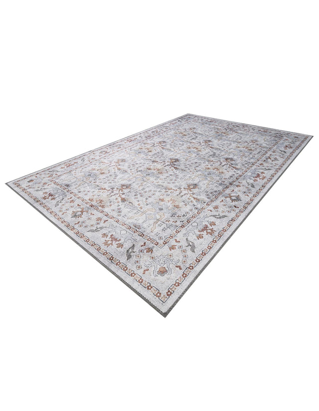 Washable Ivory 6' 1 x 9' Timeless Rectangle Area Rug Easy to Clean Stain Resistant & Durable Traditional Classic Vintage Design Carpet for Sale at Rug Engine