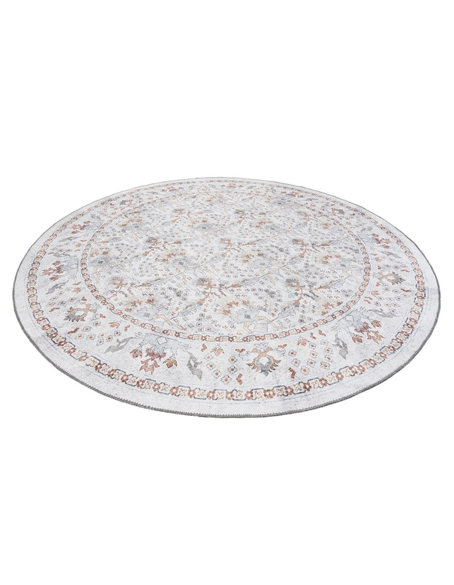 Washable Ivory 7' 10 x 7' 10 Timeless Round Area Rug Easy to Clean Stain Resistant & Durable Traditional Classic Vintage Design Carpet for Sale at Rug Engine