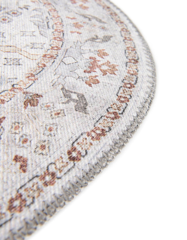 Washable Ivory 7' 10 x 7' 10 Timeless Round Area Rug Easy to Clean Stain Resistant & Durable Traditional Classic Vintage Design Carpet for Sale at Rug Engine
