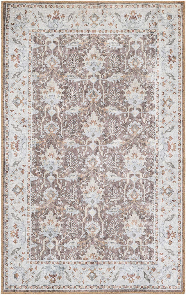 Washable Almond Brown 3' 6 x 5' 6 Timeless Rectangle Area Rug Easy to Clean Stain Resistant & Durable Traditional Classic Vintage Design Carpet for Sale at Rug Engine