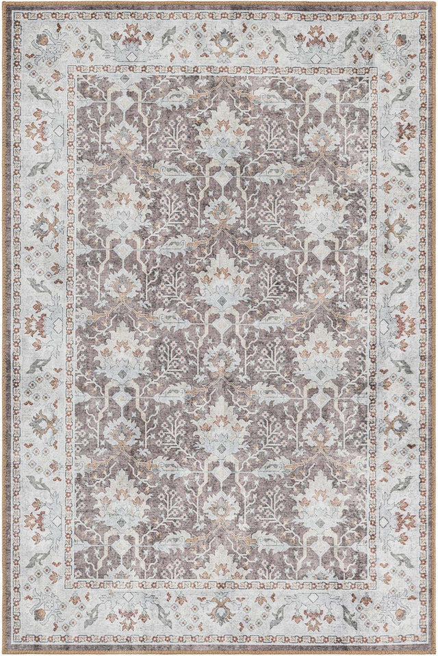 Washable Almond Brown 4' 1 x 6' 1 Timeless Rectangle Area Rug Easy to Clean Stain Resistant & Durable Traditional Classic Vintage Design Carpet for Sale at Rug Engine