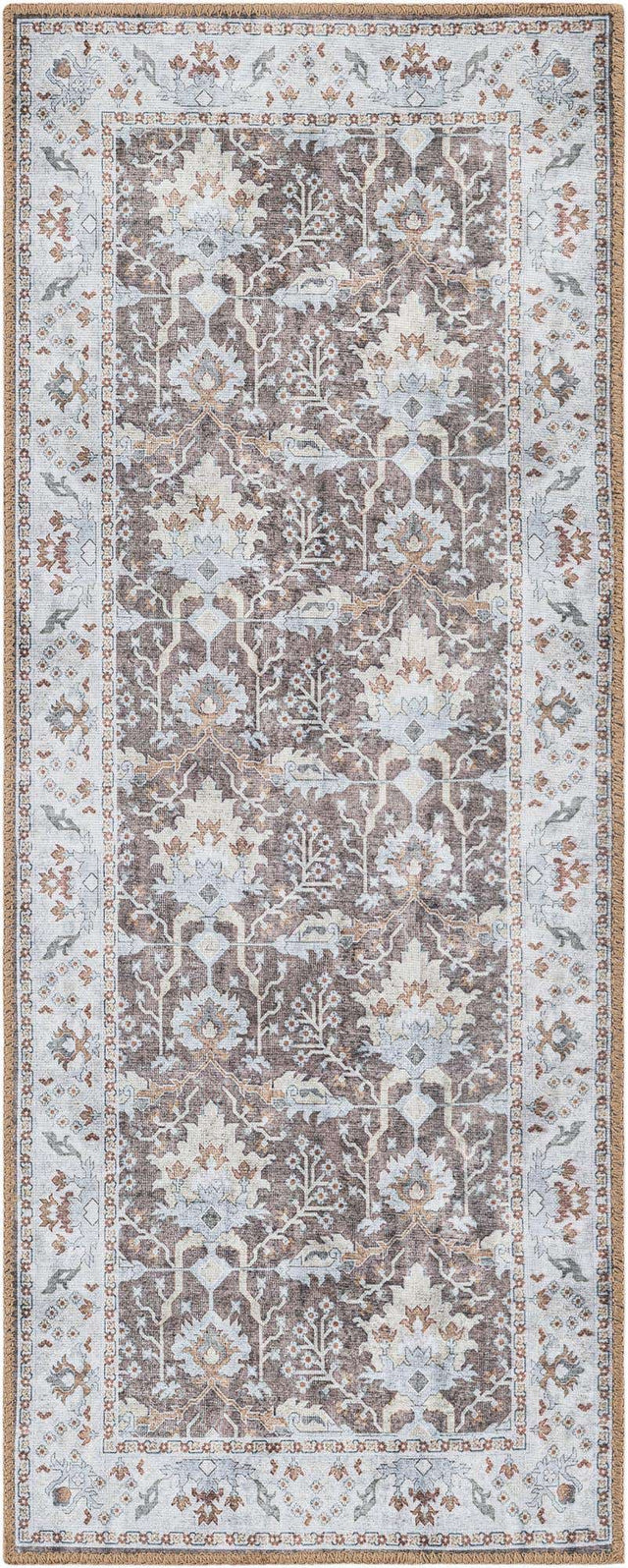 Washable Almond Brown 2' x 5' 1 Timeless Runner Area Rug Easy to Clean Stain Resistant & Durable Traditional Classic Vintage Design Carpet for Sale at Rug Engine
