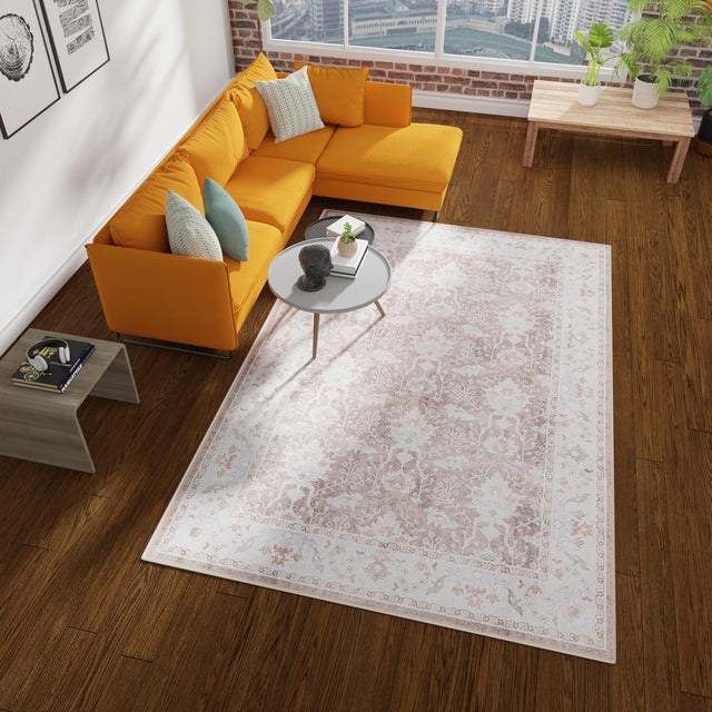 Washable Almond Brown 2' x 3' 1 Timeless Rectangle Area Rug Easy to Clean Stain Resistant & Durable Traditional Classic Vintage Design Carpet for Sale at Rug Engine