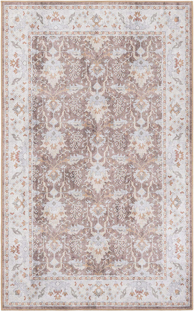 Washable Almond Brown 5' 1 x 8' Timeless Rectangle Area Rug Easy to Clean Stain Resistant & Durable Traditional Classic Vintage Design Carpet for Sale at Rug Engine