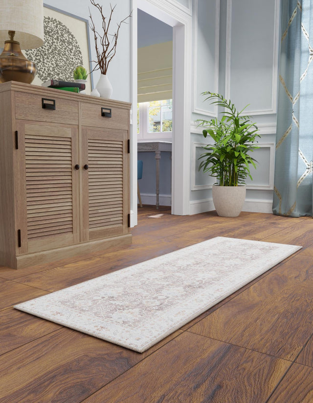 Washable Almond Brown 2' 7 x 10' Timeless Runner Area Rug Easy to Clean Stain Resistant & Durable Traditional Classic Vintage Design Carpet for Sale at Rug Engine