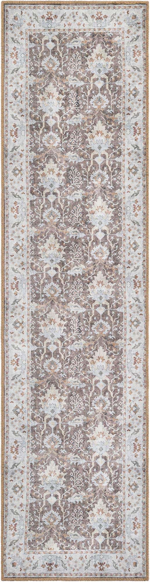 Washable Almond Brown 2' x 8' Timeless Runner Area Rug Easy to Clean Stain Resistant & Durable Traditional Classic Vintage Design Carpet for Sale at Rug Engine