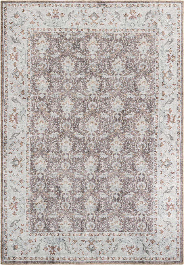 Washable Almond Brown 8' 4 x 12' Timeless Rectangle Area Rug Easy to Clean Stain Resistant & Durable Traditional Classic Vintage Design Carpet for Sale at Rug Engine
