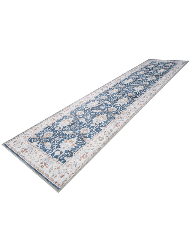 Washable Navy Blue 2' 7 x 10' Timeless Runner Area Rug Easy to Clean Stain Resistant & Durable Traditional Classic Vintage Design Carpet for Sale at Rug Engine